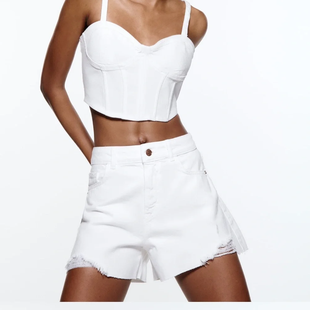 Zara white jeans shorts - Picture 2 of 7